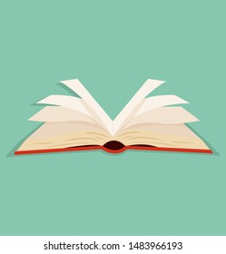 open book with fluttering in the wind pages