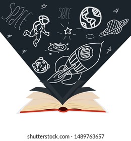open book with fluttering in the wind pages  planet