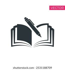open book with fountain pen, concept of learning, education,, understanding wisdom in study, creative idea - icon vector