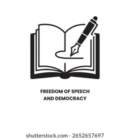 Open book with fountain pen writing vector
