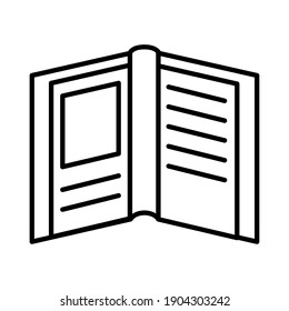 open book with frame line style icon design, Education literature and read theme Vector illustration