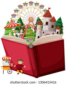 Open book fun park illustration