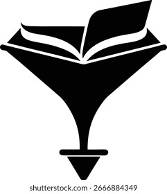 Open book in a funnel shape isolated on white background