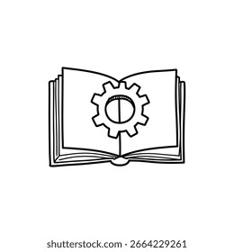 Offenes Buch mit dem Symbol für technisches Wissen und Lernen
