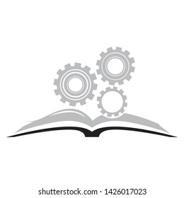open book and gears, vector