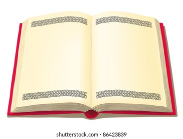 Open book, with geometric decoration, vector illustration.