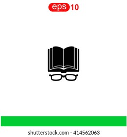 Open book with glasses icon.