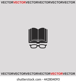 Open book with glasses icon.