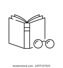 Open book with glasses icon design. isolated on white background. vector illustration