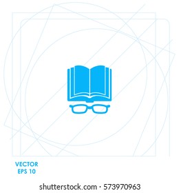 Open book with glasses  icon. Vector design.