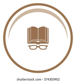 Open book with glasses vector icon.