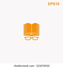 Open book with glasses vector icon