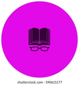 Open book with glasses vector  icon