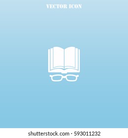 Open book with glasses vector  icon.
