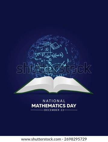 Open book with global math symbols for National Mathematics Day celebration