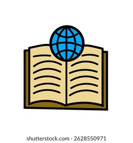 Open Book with Globe Education Icon