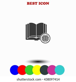 Open book with globe icon.
