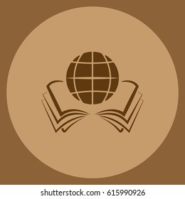 open book and globe icon stock vector illustration flat design