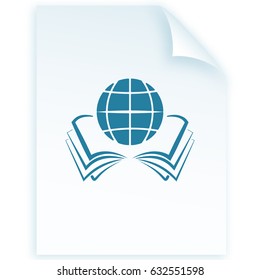 open book and globe icon stock vector illustration flat design