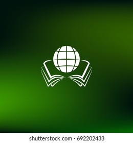 open book and globe icon stock vector illustration flat design