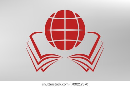 open book and globe icon stock vector illustration flat design