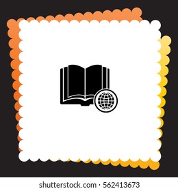 Open book with globe  icon. Vector design.