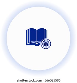 Open book with globe  icon. Vector design. 