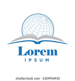 open book and globe, logo template