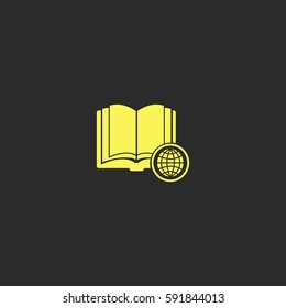 Open book with globe vector  icon.