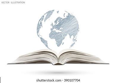 Open Book Globe Vector Illustration Stock Vector (Royalty Free) 390107704