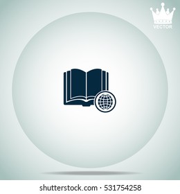 Open book with globe  vector illustration.