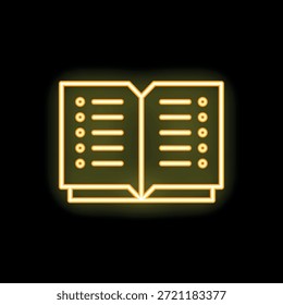 Libro abierto con efecto neón brillante, que simboliza el aprendizaje, el conocimiento y la educación