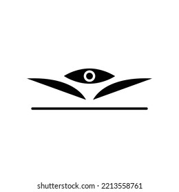 Open book glyph icon illustration with eye. icon illustration related to seeing, reading. Simple vector design editable.