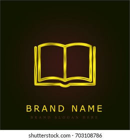 Open book golden metallic logo
