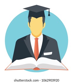 
Open book with graduate student vector icon
