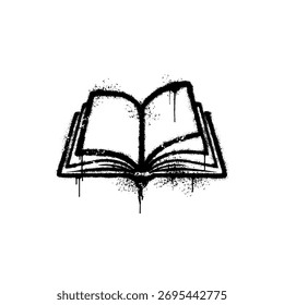 Livro Aberto Grafite Spray Paint Drips Preto e Branco Vetor Arte