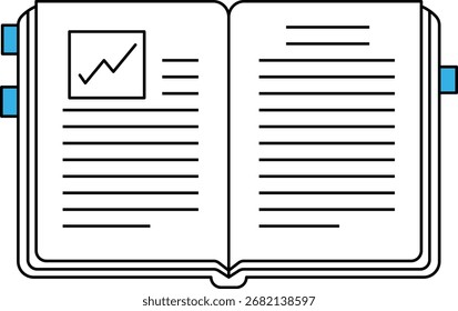 Open Book with Graph and Text Lines reading learning