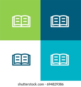 Open book green and blue material color minimal icon or logo design