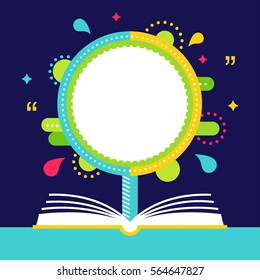Open Book and Growing Tree with Space for Quote. Reading Concept