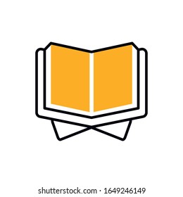 Open book half line half color style icon design, Education literature read library school university information learning and text theme Vector illustration
