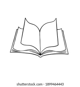 open book hand draw, line art black and white