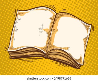 Open book hand drawn blank template 