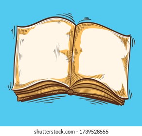 Open book hand drawn blank template 