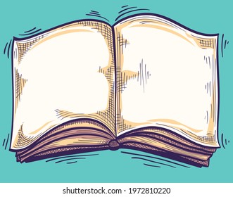 Open book hand drawn blank template 