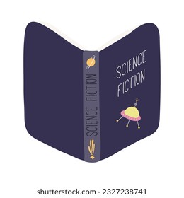 Open book hand drawn cartoon illustration. Scandinavian style flat design, isolated vector. Kids print element, reading, education, literature, library, bookstore