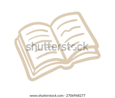 open book hand drawn doodle. Vector doodle illustration icon isolated on white bg.