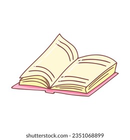 Open book. Hand drawn stationery supplies doodle. Vector design illustration isolated on white background.
