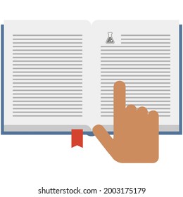 Open book and hand icon vector isolated on white