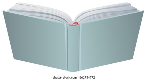 Open book hardcover 3d realistic vector illustration. Isolated on white