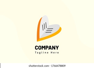 open book heart illustration template education logo for school, e-learning, class online, class, club study, study, library, learning.